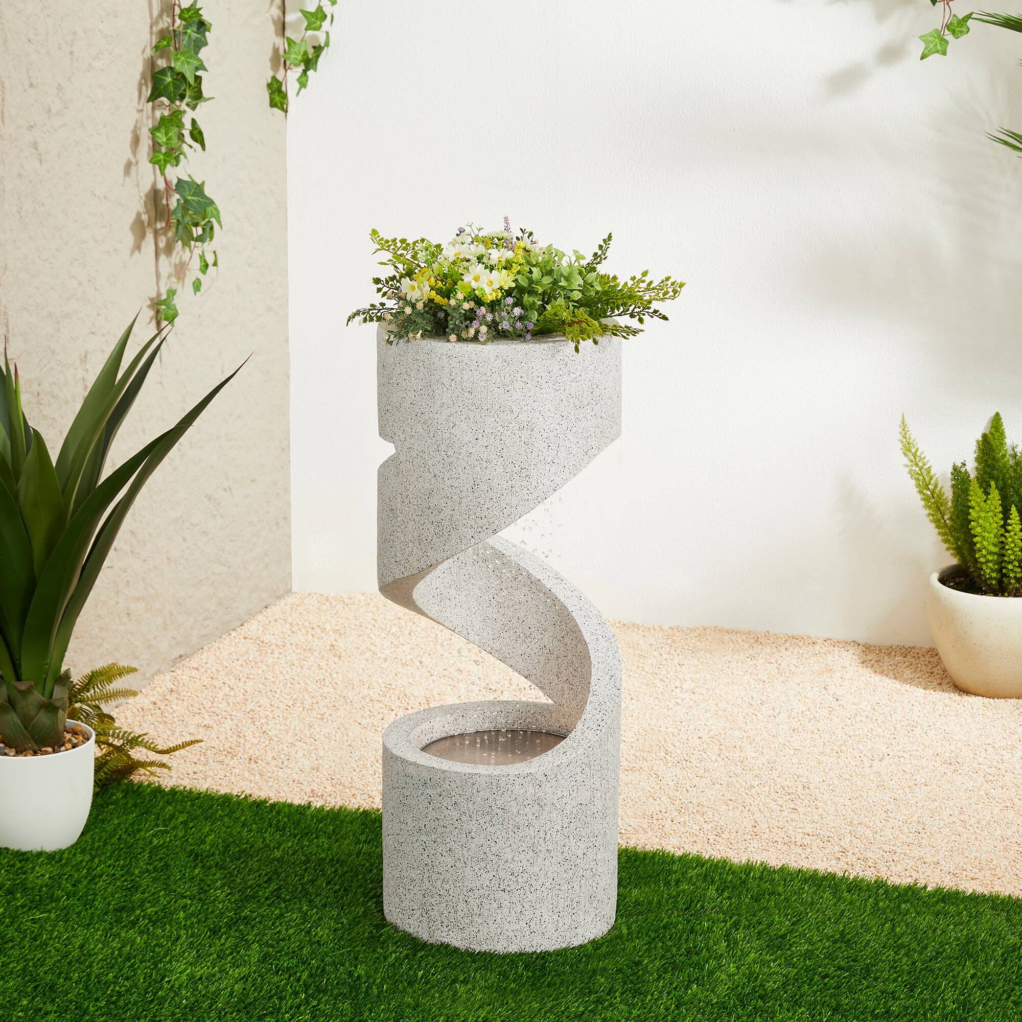 Glitzhome® 31" Curving Shaped Outdoor Fountain with LED Light